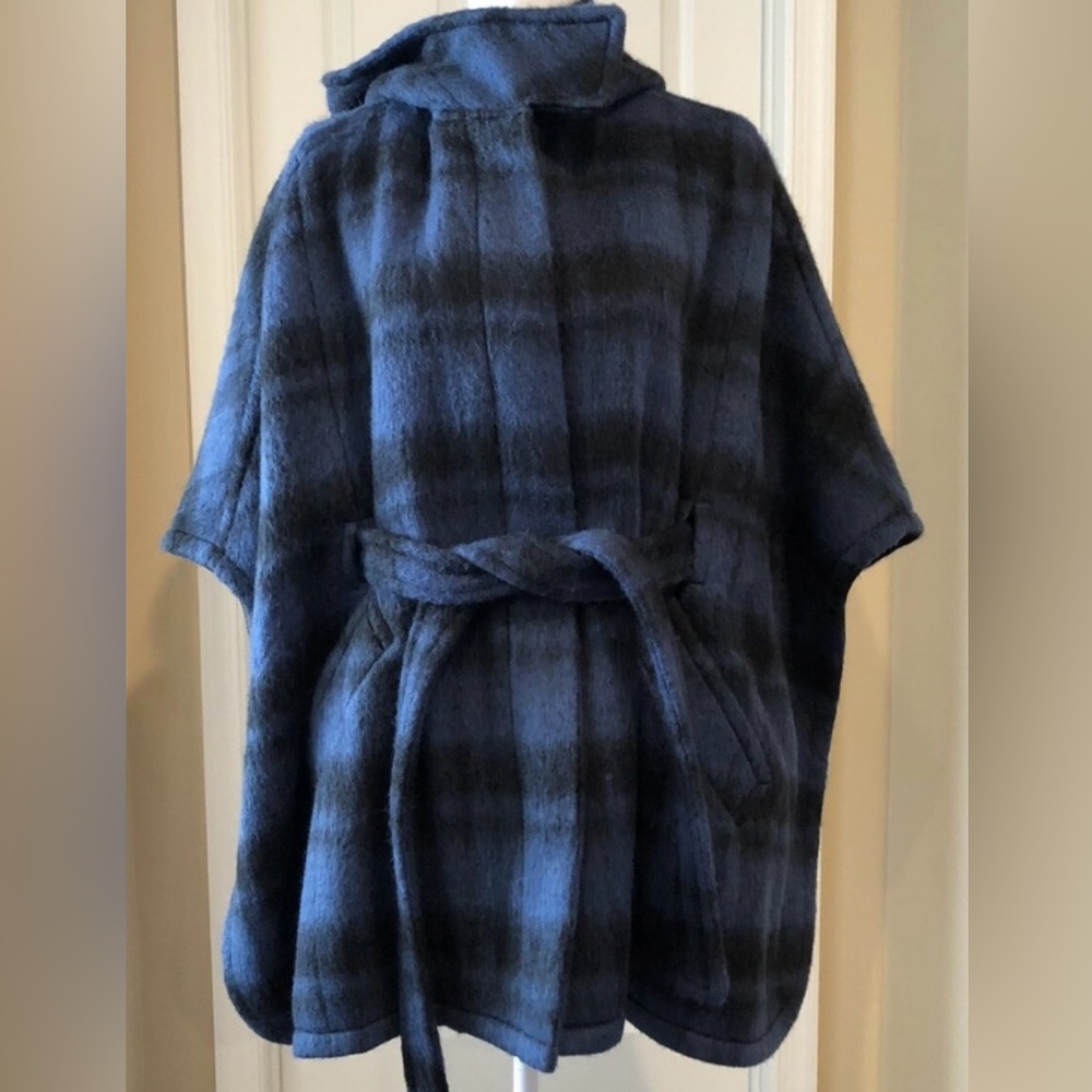 COACH - Alpaca Cape Coat with hood and adjustable tie belt.